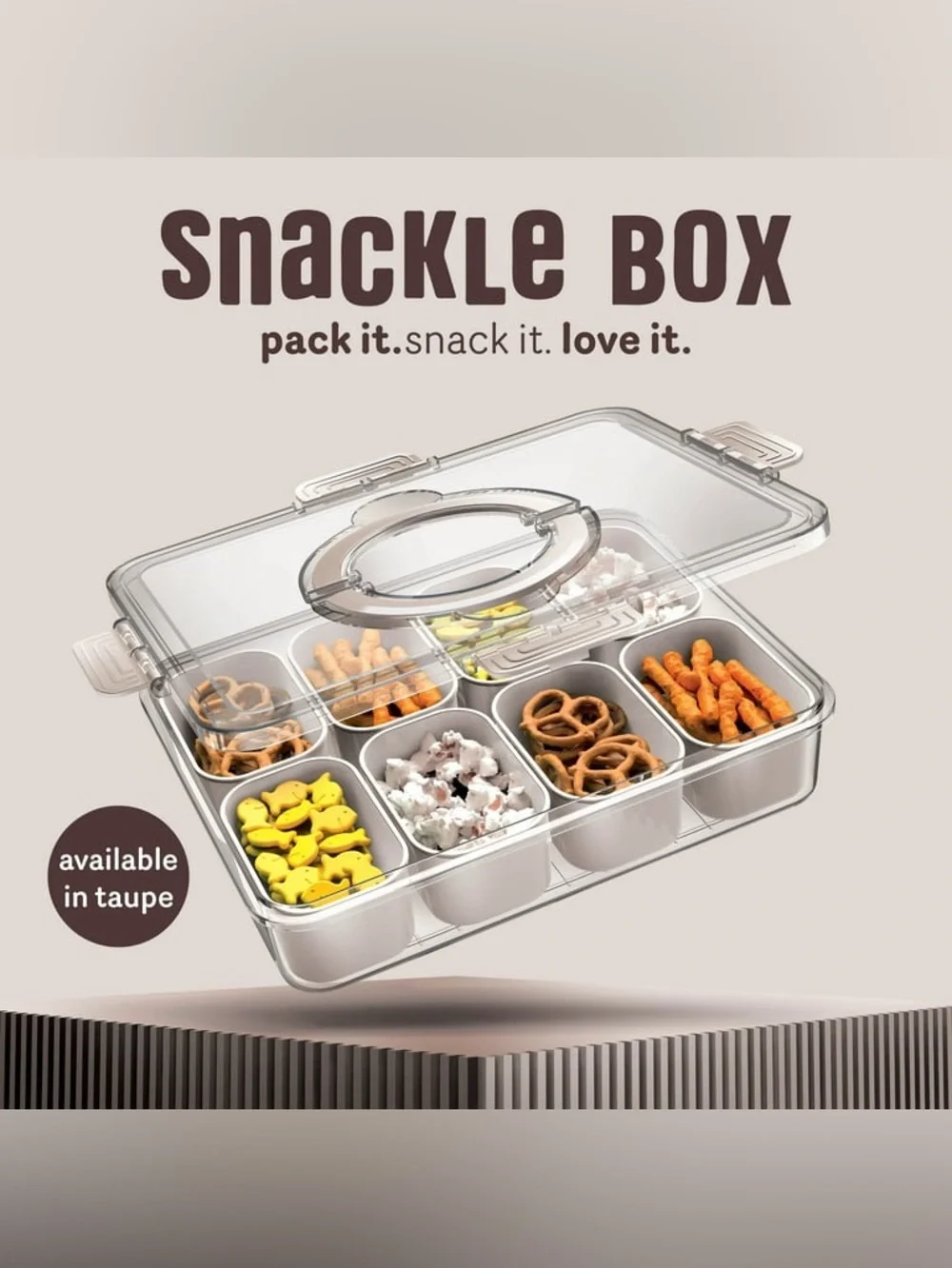 CVC COOK W COLOR Taupe Snack Box - 8-Compartment On-the-Go Storage NEW